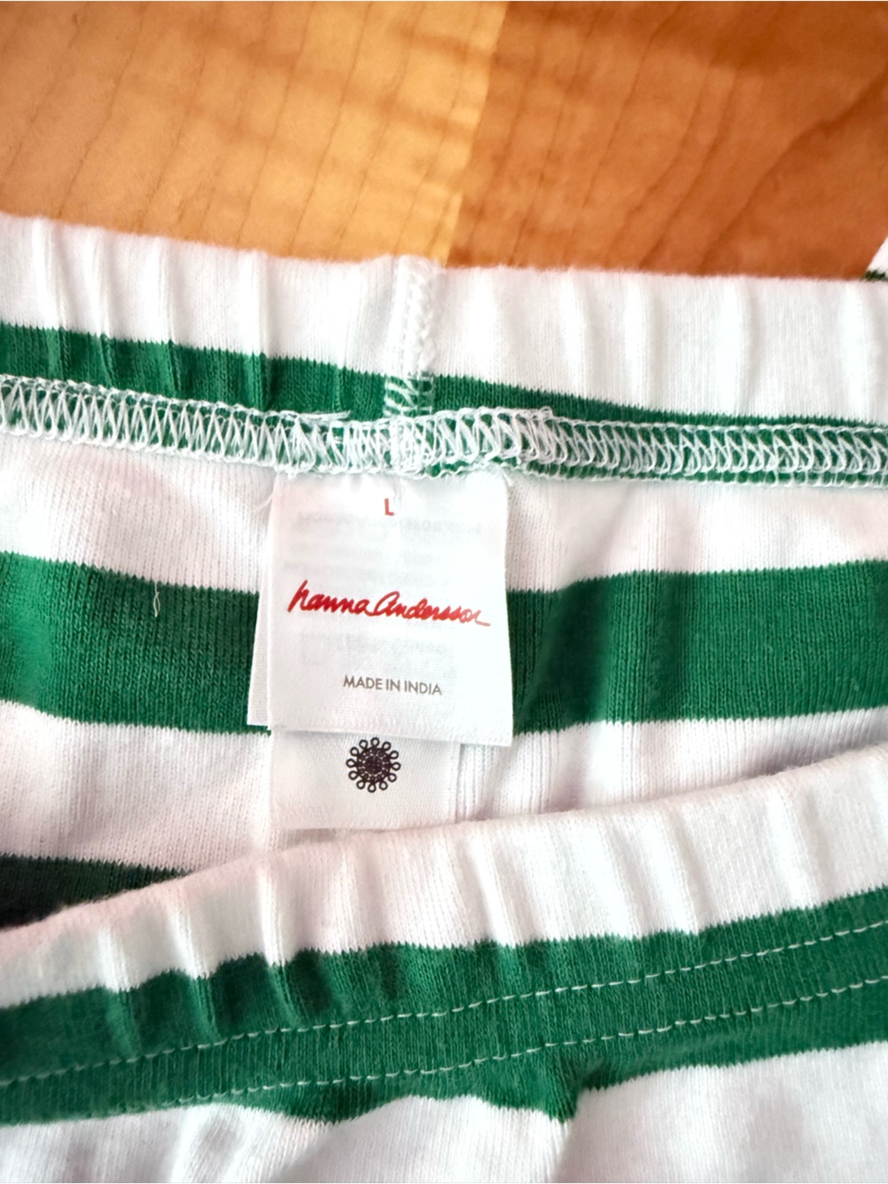 Hanna Andersson Green and White Striped Pants